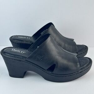 Born Melyssa Rust Bag Pipe Slip On Sandals Clogs Black Leather Women's Size 7M